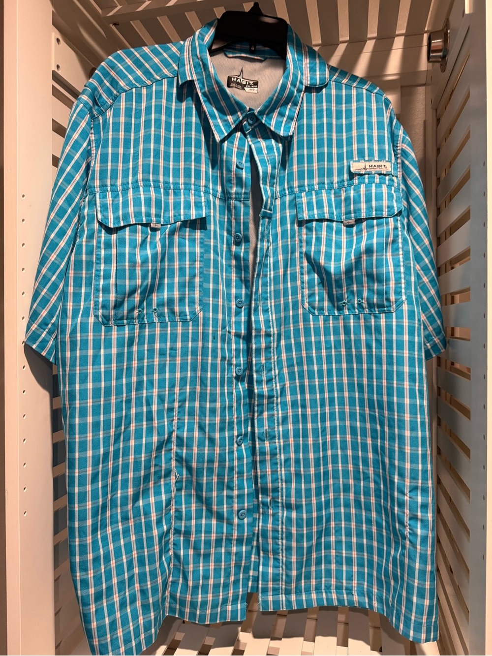 Habitat Men’s Turquoise Plaid Short-Sleeve Shirt